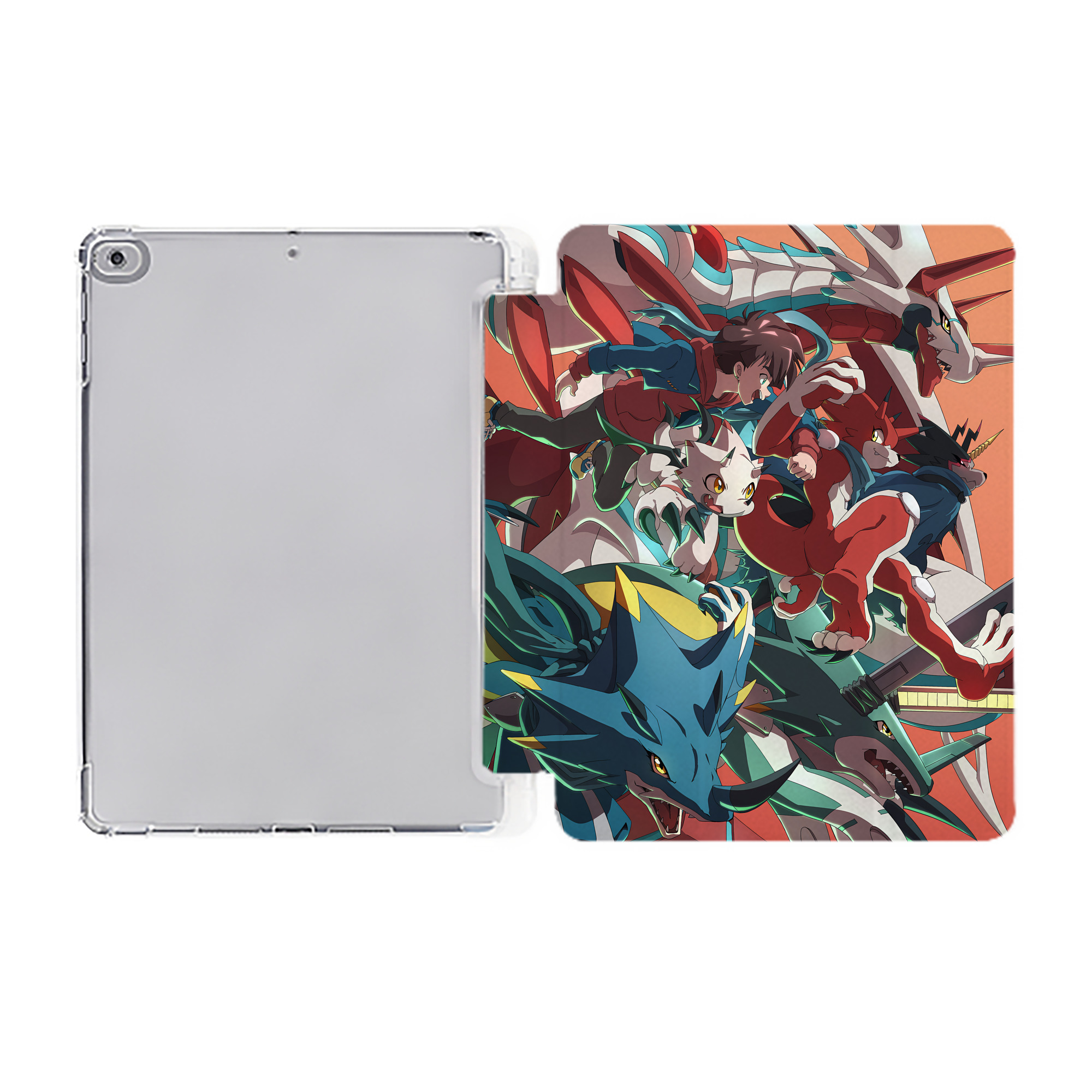 （画像用） Digimon デジタルモンスター/デジモン IPad ケース ペン収納付き 三つ折りスタンド PUレザー×シリコン 対応機種9.5/10.5/10.9インチ